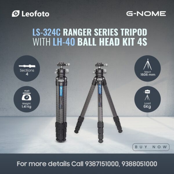 Leofoto LS-324C Ranger Series Tripod and LH-40 ball Head Kit 4S - Image 2